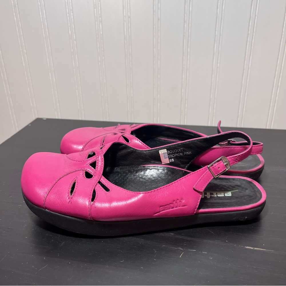 Earth Kalso Bouquet Tropical Pink Leather Slingback Sandals Negative Heel 8B - Picture 6 of 13